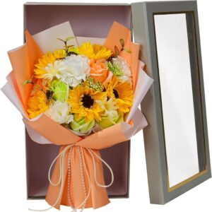 Artificial Sunflower and Soap Rose Bouquet Gift